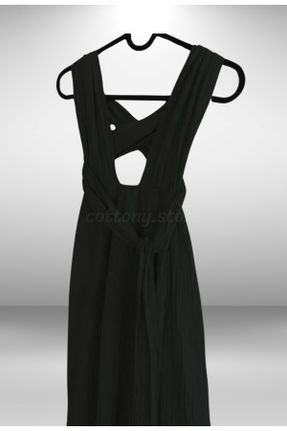 لباس مشکی زنانه بافتنی ریلکس بند دار کد 835777620