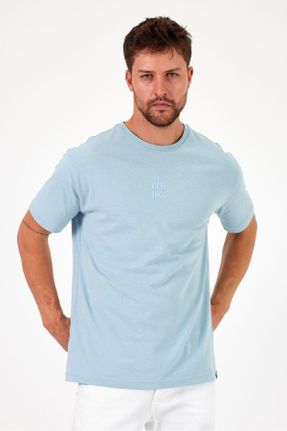 تی شرت آبی مردانه اسلیم فیت یقه گرد کد 835806444