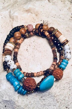 دستبند جواهر آبی زنانه سنگ طبیعی Mala Bodhi - کد 3793291