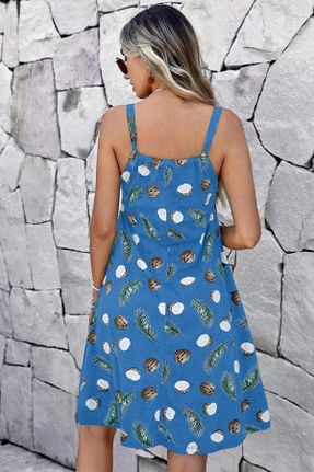 لباس آبی زنانه بافت ویسکون رگولار بند دار کد 818380453