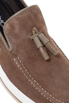 کفش لوفر قهوه ای مردانه چرم طبیعی پاشنه کوتاه ( 4 - 1 cm ) کد 805216028