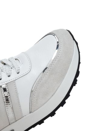 کفش اسنیکر سفید زنانه بند دار چرم طبیعی چرم طبیعی کد 802408720