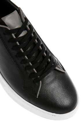 کفش اسنیکر مشکی مردانه چرم طبیعی بند دار چرم طبیعی کد 810167661