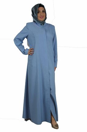 مانتو بلند حجاب آبی زنانه پنبه ای Bluence - کد 49227739