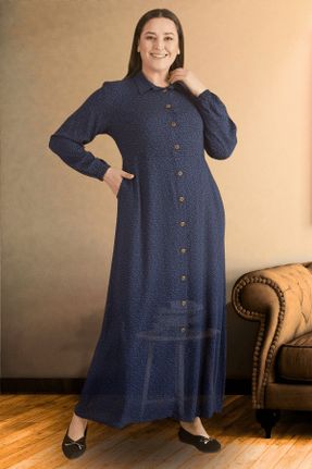 لباس آبی زنانه سایز بزرگ بافتنی پلی استر کد 806030356