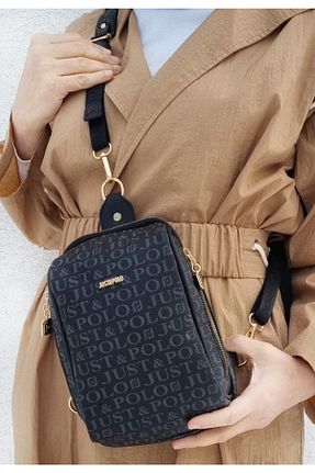 کیف پستچی مشکی زنانه چرم مصنوعی Just Polo - کد 214852610
