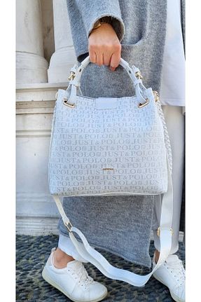 کیف دوشی سفید زنانه چرم مصنوعی Just Polo - کد 471653313