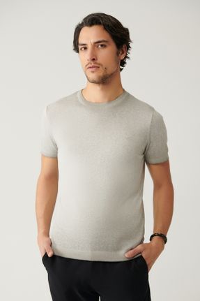 تی شرت طوسی مردانه رگولار یقه گرد کد 820565501