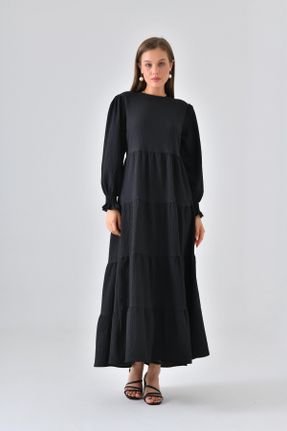 لباس مشکی زنانه بافتنی مخلوط پلی استر رگولار آستین-بلند کد 684484507
