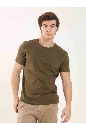 تی شرت خاکی مردانه اسلیم فیت یقه گرد کد 141008118