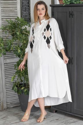 لباس سفید زنانه بافتنی رگولار آستین-بلند کد 815359839