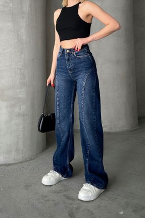 شلوار جین آبی زنانه پاچه راحت پنبه (نخی) استاندارد کد 819024204