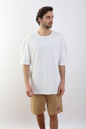 تی شرت سفید مردانه یقه گرد اورسایز تکی جوان کد 637350186