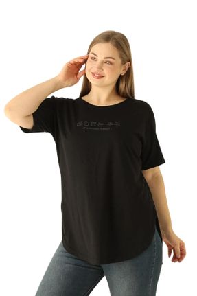 تی شرت مشکی زنانه سایز بزرگ کد 836234526