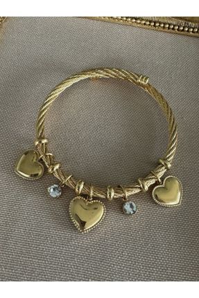 دستبند استیل طلائی زنانه فولاد ( استیل ) کد 753531966