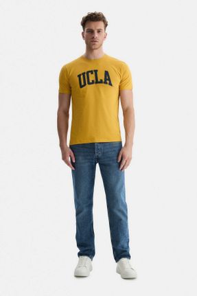 تی شرت زرد مردانه یقه گرد رگولار تکی کد 819624156