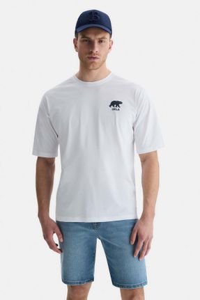 تی شرت سفید مردانه یقه گرد اورسایز تکی کد 822420946