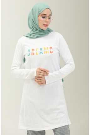 تونیک اسلامی سفید زنانه بافتنی ریلکس کد 836068066