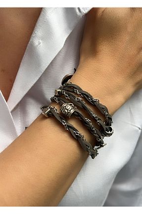 دستبند جواهر طوسی زنانه روکش نقره Kutcha Accessories - کد 832177127