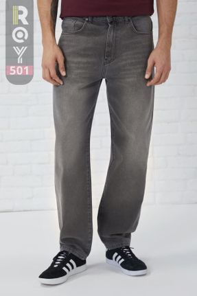 شلوار جین طوسی مردانه پاچه راحت جین ساده بلند کد 763815368