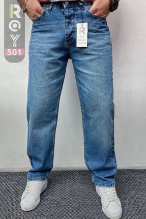 شلوار جین آبی مردانه پاچه راحت جین ساده بلند کد 753297362