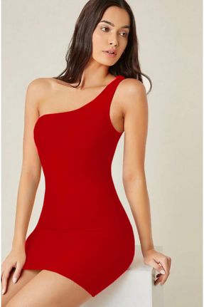 لباس قرمز زنانه بافت لیکرا تک آستین کد 828861624