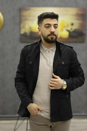 کاپشن مشکی مردانه رگولار Üstün Ricol - کد 836172103