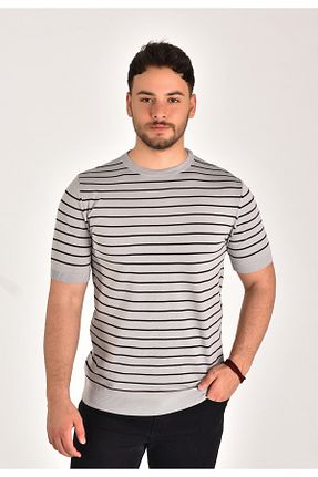تیشرت طوسی مردانه اسلیم فیت MİWAN COLLECTİON - کد 835711732