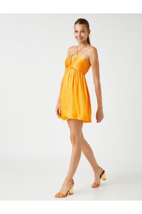 لباس مجلسی زرد زنانه پلی استر آستین استاندارد رگولار یقه هفت کد 344613611