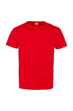 تی شرت قرمز زنانه یقه گرد تکی کد 836250987