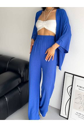 ست بالاتنه و پائین تنه آبی زنانه بافتنی My crasia - کد 836272836