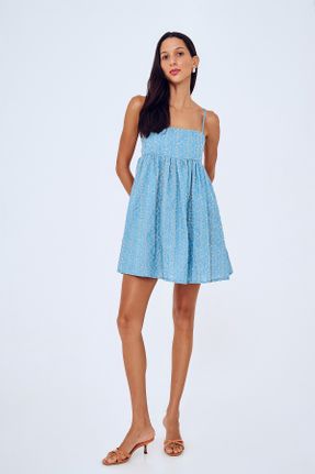 لباس آبی زنانه بافتنی رگولار بند دار کد 834083425