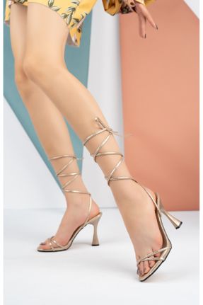 کفش پاشنه بلند کلاسیک طلائی زنانه چرم مصنوعی پاشنه نازک پاشنه متوسط ( 5 - 9 cm ) کد 412317234