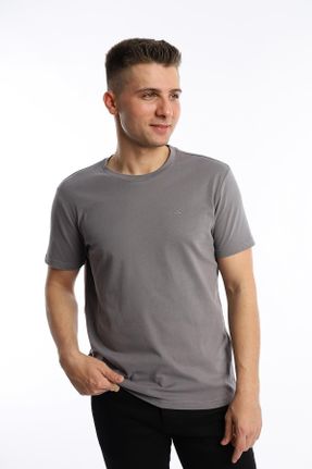 تی شرت طوسی مردانه رگولار یقه گرد تکی بیسیک کد 820483385
