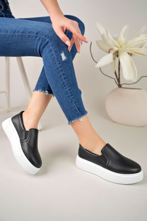 کفش کژوال مشکی زنانه چرم مصنوعی پاشنه کوتاه ( 4 - 1 cm ) پاشنه ساده کد 810899039