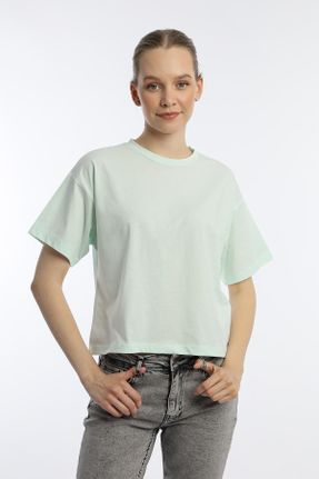 تی شرت سبز زنانه اورسایز یقه گرد کد 829514032