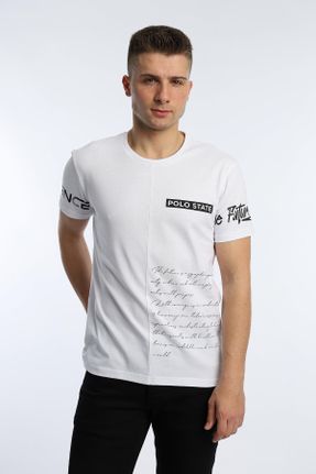 تی شرت سفید مردانه رگولار یقه گرد تکی بیسیک کد 820497681