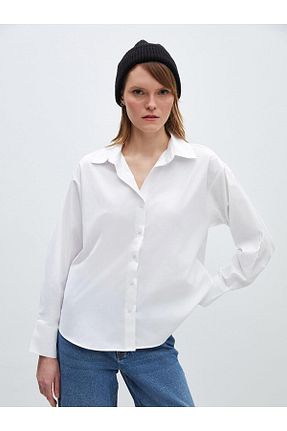 پیراهن سفید زنانه اورسایز LC Waikiki - کد 834300788