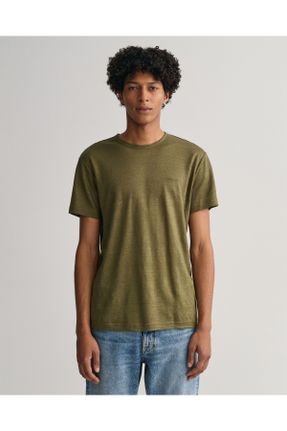 تی شرت سبز مردانه رگولار یقه گرد کتان کد 679376659