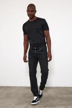 شلوار جین مشکی مردانه پاچه تنگ فاق بلند جوان استاندارد کد 801079142