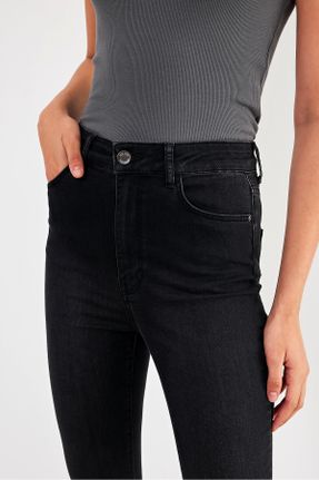 شلوار جین مشکی زنانه فاق بلند جوان استاندارد کد 798947427