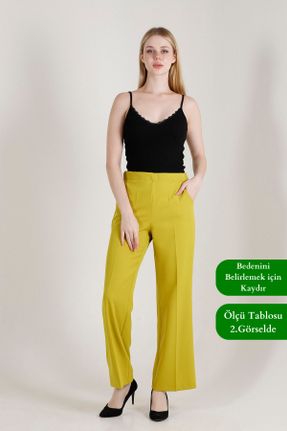 شلوار سبز زنانه مخلوط پلی استر بافتنی پاچه گشاد فاق بلند کد 712254893