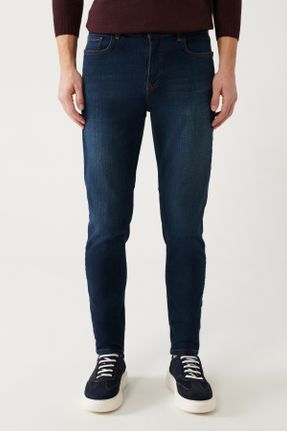 شلوار جین آبی مردانه پاچه لوله ای پنبه (نخی) اسلیم استاندارد کد 735976773