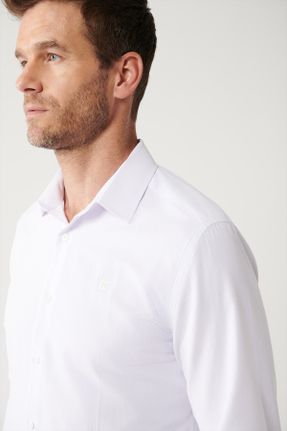 پیراهن سفید مردانه رگولار پنبه - پلی استر کد 824029304