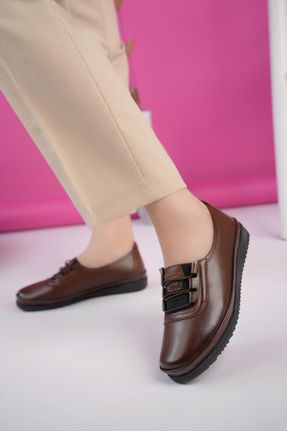 کفش کلاسیک قهوه ای زنانه چرم مصنوعی پاشنه کوتاه ( 4 - 1 cm ) پاشنه ساده کد 820477571