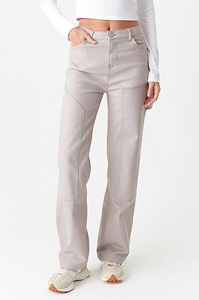 شلوار جین طوسی زنانه پاچه پهن Select Moda - کد 835500785