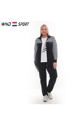 ست گرمکن سایز بزرگ سرمه ای زنانه پنبه ای WND SPORT - کد 700754472