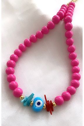 گردنبند جواهر صورتی زنانه منجق VNS Accessories - کد 836084497