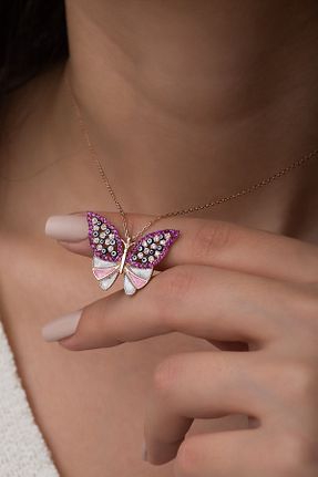 گردنبند نقره صورتی زنانه 925 عیار NEREZE - کد 37315254