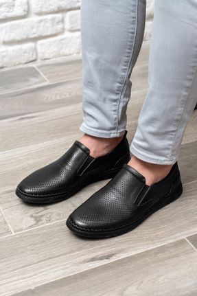 کفش کژوال مشکی مردانه چرم طبیعی پاشنه کوتاه ( 4 - 1 cm ) پاشنه ساده کد 736179408